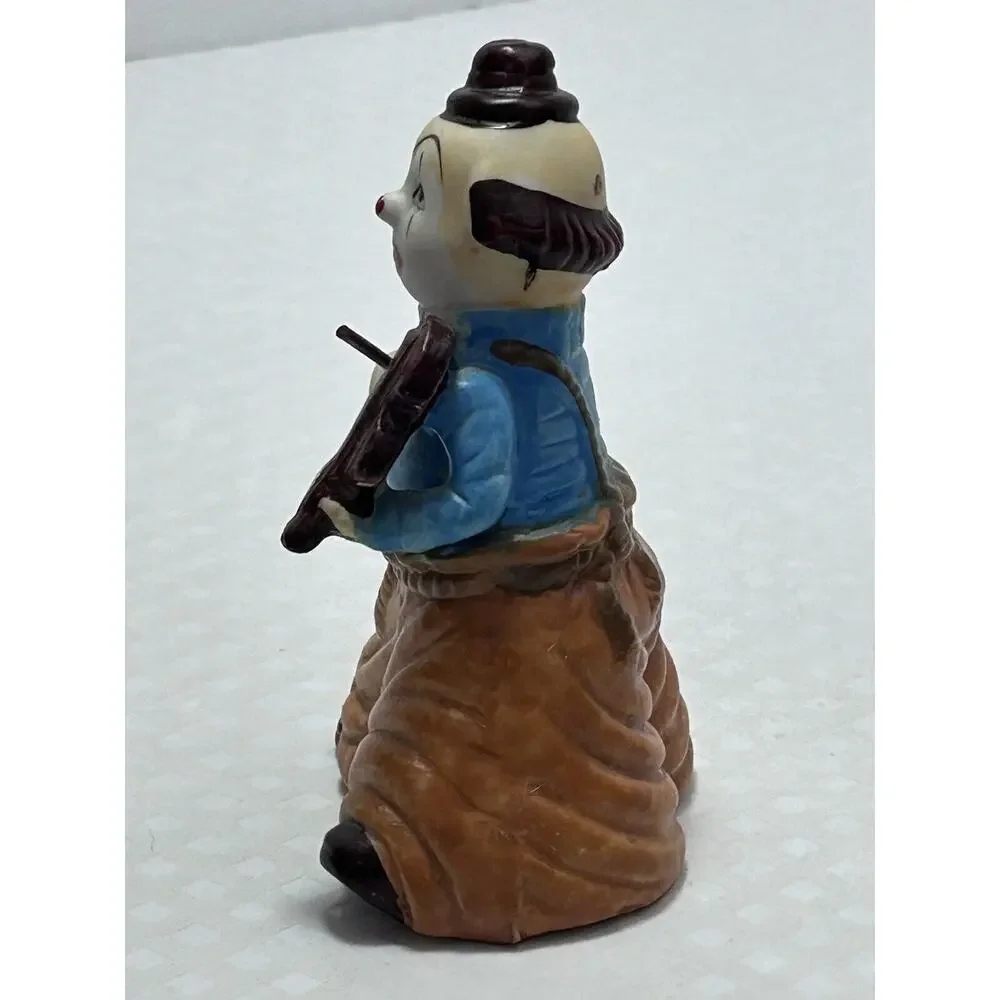 Vintage Happy Violin Hobo Clown‎ Porcelain Figural Bell J.S.N.Y., Taiwan, 4.5”